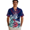 New York Giants Hawaiian Shirt - Personalized Surfing Skeleton Blue Aloha Shirt