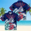 New York Giants Hawaiian Shirt - Personalized Surfing Skeleton Blue Aloha Shirt