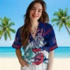 New York Giants Hawaiian Shirt - Personalized Surfing Skeleton Blue Aloha Shirt