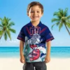 New York Giants Hawaiian Shirt - Personalized Surfing Skeleton Blue Aloha Shirt