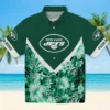 New York Jets Hawaiian Shirt - Personalized Floral Chevron Green Aloha Shirt