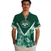 New York Jets Hawaiian Shirt - Personalized Floral Chevron Green Aloha Shirt