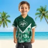 New York Jets Hawaiian Shirt - Personalized Floral Chevron Green Aloha Shirt