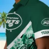 New York Jets Hawaiian Shirt - Personalized Floral Chevron Green Aloha Shirt