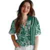 New York Jets Hawaiian Shirt - Personalized Hibiscus Arrows Green White Aloha Shirt