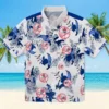 New York Yankees Hawaiian Shirt - Personalized Botanical Theme Navy White Aloha Shirt