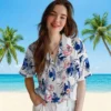 New York Yankees Hawaiian Shirt - Personalized Botanical Theme Navy White Aloha Shirt