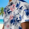 New York Yankees Hawaiian Shirt - Personalized Botanical Theme Navy White Aloha Shirt
