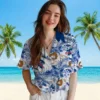 Philadelphia Phillies Hawaiian Shirt - Personalized Floral Baseball Blue White Aloha Shirt