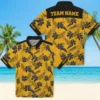 Pittsburgh Pirates Hawaiian Shirt - Personalized Botanical Print Gold Aloha Shirt