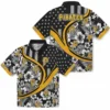 Pittsburgh Pirates Hawaiian Shirt - Personalized Floral Wave Black White Aloha Shirt