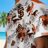 San Francisco Giants Hawaiian Shirt - Personalized Botanical Theme Orange White Aloha Shirt