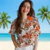 San Francisco Giants Hawaiian Shirt - Personalized Floral Baseball Orange White Aloha Shirt