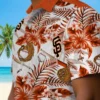 San Francisco Giants Hawaiian Shirt - Personalized Floral Baseball Orange White Aloha Shirt