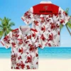 Tampa Bay Buccaneers Hawaiian Shirt - Personalized Botanical Theme Red White Aloha Shirt