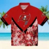 Tampa Bay Buccaneers Hawaiian Shirt - Personalized Floral Chevron Red Aloha Shirt