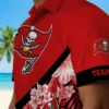 Tampa Bay Buccaneers Hawaiian Shirt - Personalized Floral Chevron Red Aloha Shirt