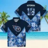 Tennessee Titans Hawaiian Shirt - Personalized Floral Chevron Navy Aloha Shirt