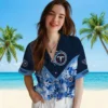 Tennessee Titans Hawaiian Shirt - Personalized Floral Chevron Navy Aloha Shirt