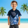Tennessee Titans Hawaiian Shirt - Personalized Floral Chevron Navy Aloha Shirt