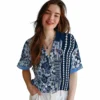 Tennessee Titans Hawaiian Shirt - Personalized Hibiscus Arrows Navy White Aloha Shirt
