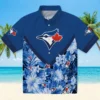 Toronto Blue Jays Hawaiian Shirt - Personalized Floral Chevron Blue Aloha Shirt