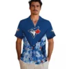 Toronto Blue Jays Hawaiian Shirt - Personalized Floral Chevron Blue Aloha Shirt