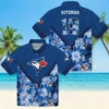 Toronto Blue Jays Hawaiian Shirt - Personalized Floral Chevron Blue Aloha Shirt