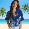 Toronto Blue Jays Hawaiian Shirt - Personalized Floral Chevron Blue Aloha Shirt