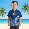 Toronto Blue Jays Hawaiian Shirt - Personalized Floral Chevron Blue Aloha Shirt