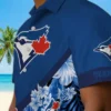 Toronto Blue Jays Hawaiian Shirt - Personalized Floral Chevron Blue Aloha Shirt