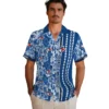 Toronto Blue Jays Hawaiian Shirt - Personalized Hibiscus Arrows Blue White Aloha Shirt