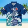 Toronto Blue Jays Hawaiian Shirt - Personalized Surfing Skeleton Blue Aloha Shirt