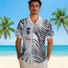 Philadelphia Phillies Hawaiian Shirt - Palm Stripes Blue Black White Aloha Shirt
