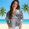 Philadelphia Phillies Hawaiian Shirt - Palm Stripes Blue Black White Aloha Shirt