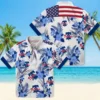 Philadelphia Phillies Hawaiian Shirt - Patriotic Hibiscus Design Blue White Aloha Shirt