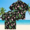 Pittsburgh Pirates Hawaiian Shirt - Flamingo Leaf Motif Black Aloha Shirt