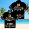 Pittsburgh Pirates Hawaiian Shirt - Hibiscus Stripe Black Aloha Shirt