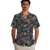 Pittsburgh Pirates Hawaiian Shirt - Leafy Pattern Black Aloha Shirt