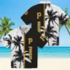 Pittsburgh Pirates Hawaiian Shirt - Palm Trees Black White Aloha Shirt