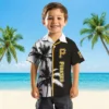 Pittsburgh Pirates Hawaiian Shirt - Palm Trees Black White Aloha Shirt