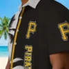 Pittsburgh Pirates Hawaiian Shirt - Palm Trees Black White Aloha Shirt