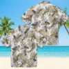 Pittsburgh Pirates Hawaiian Shirt - Tropical Leaves Black White Aloha Shirt