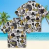 Pittsburgh Pirates Hawaiian Shirt - Tropical Plants Black White Aloha Shirt