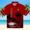 San Francisco 49ers Hawaiian Shirt - Beach Sunset Red Black Aloha Shirt