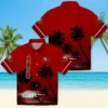 San Francisco 49ers Hawaiian Shirt - Beach Sunset Red Black Aloha Shirt