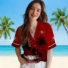 San Francisco 49ers Hawaiian Shirt - Beach Sunset Red Black Aloha Shirt