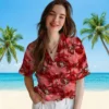 San Francisco 49ers Hawaiian Shirt - Coastal Palms Red Aloha Shirt
