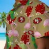 San Francisco 49ers Hawaiian Shirt - Flamingo Foliage Red Green Aloha Shirt