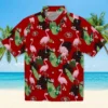 San Francisco 49ers Hawaiian Shirt - Flamingo Leaf Motif Red Aloha Shirt